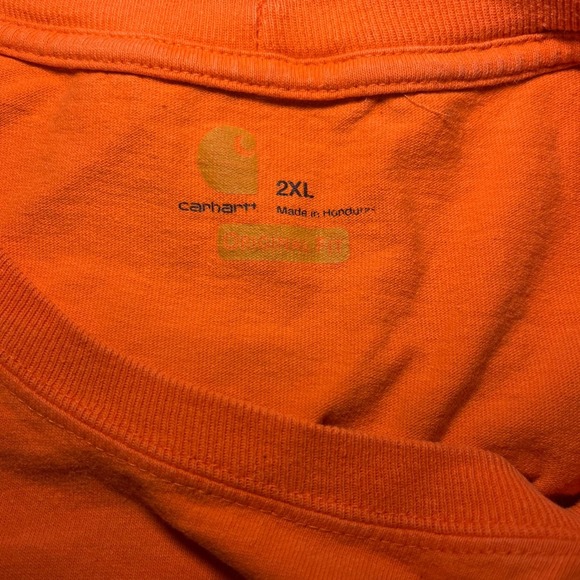 ✨Carhartt Men's Orange Original Fit Short Sleeve Pocket T-Shirt K87 Size 2XL‎ - Picture 3 of 4